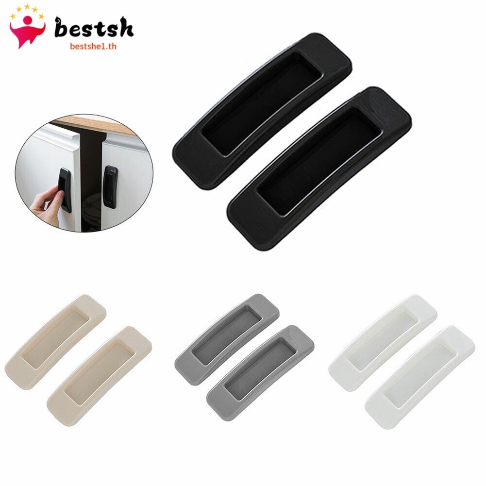Bestshe มือจับอเนกประสงค์ตู้ มือจับกระจกบานเลื่อน 2 ชิ้น ไม่ต้องเจาะ