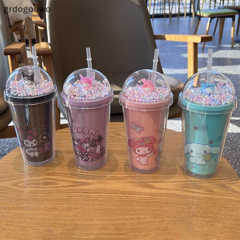 Grdog แบบพกพา Anime Sanrio ขวดน้ํา Hello Kitty Melody Kuromi Cinnamoroll Pochacco คู่ถ้วยพลาสติกกีฬาแก้วสาวของขวัญ th