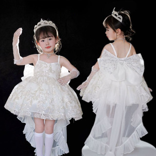 สาวชุดเจ้าหญิงดอกไม้เด็กแต่งตัวโลลิต้ารถไฟชุดแต่งงานชุดวันเก…