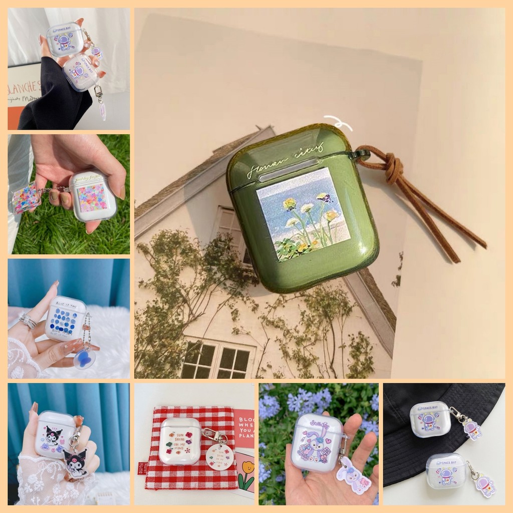 เคส Case เคสซิริโคน เคสหูฟังไร้สาย for Airpods 1/2/3 pro 1/2 หูฟังบรูทุธ รูปแบบการ์ตูน & ห่วงโซ่แขวนการ์ตูนที่เข้าก