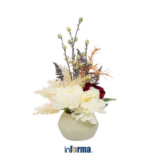 Informa Bunga Artifisial Dengan Pot Kaca 17x17x50 cm - Mix Artificial Flower Bunga Hias Indoor Bunga Sintetis Bunga Plastik Imitasi