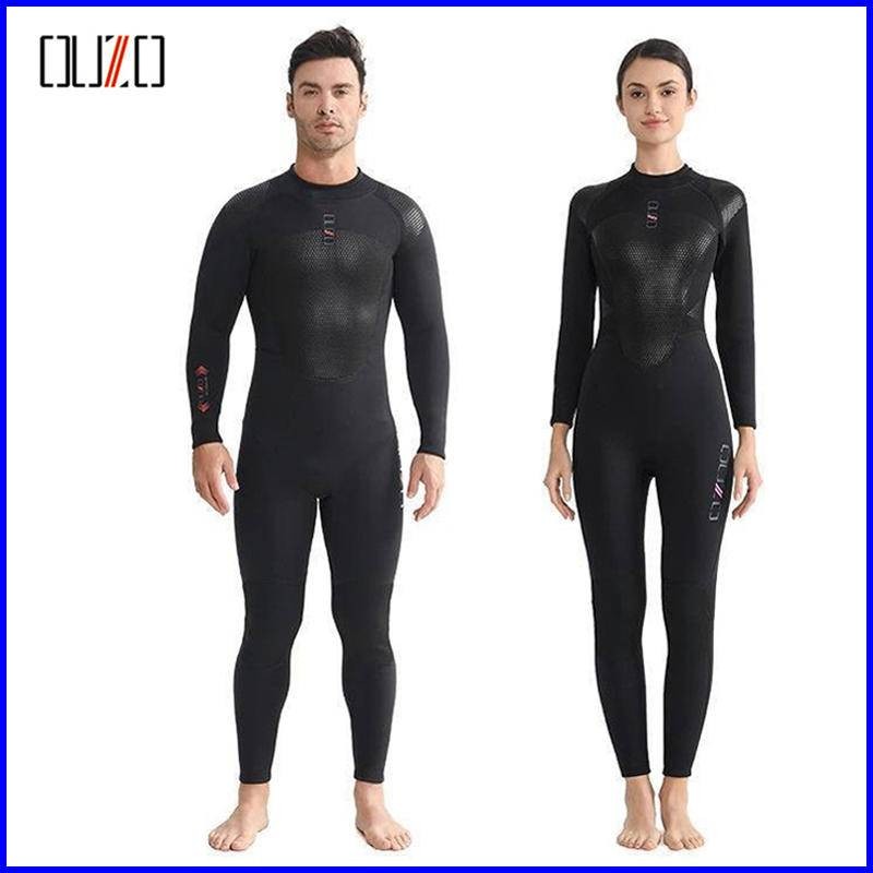 พร้อมสต็อก OUZO 3mm Wetsuit ผู้ชายผู้หญิงสไตล์ Neoprene ชิ้นเดียวยืดหยุ่นสูงอุ่นด้านหน้าหน้าอกกลับ S