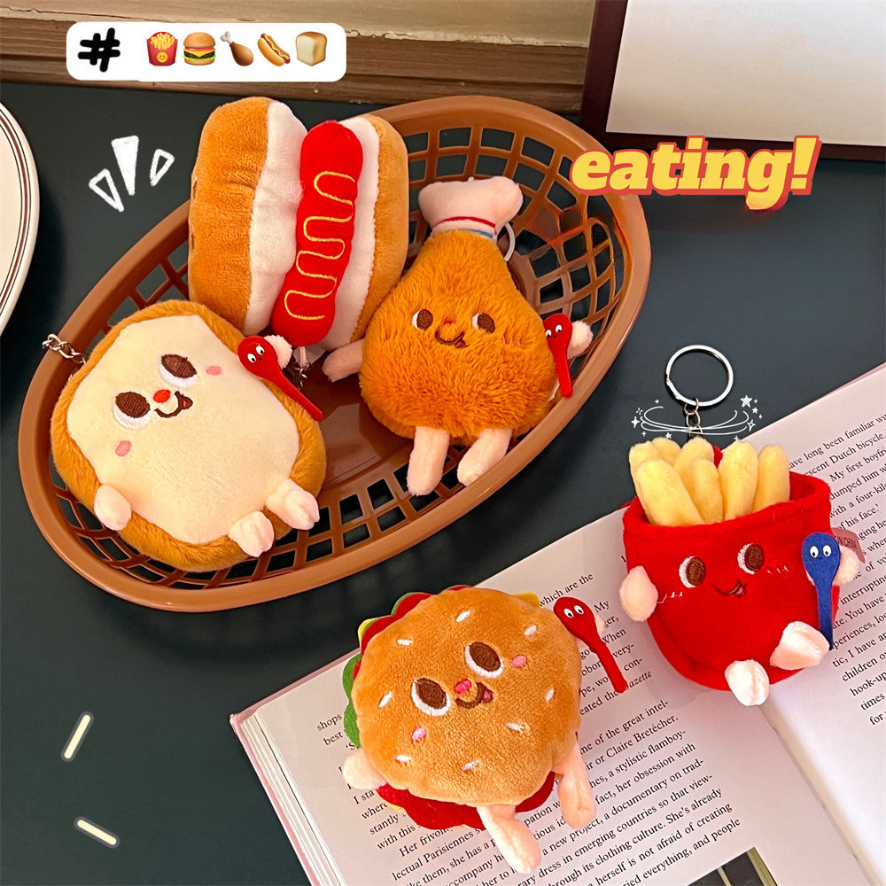 พวงกุญแจ จี้ตุ๊กตาการ์ตูนไก่แฮมเบอร์เกอร์น่ารัก ขนาดเล็ก เหมาะกับของขวัญ สําหรับนักเรียน ของขวัญวันเกิด