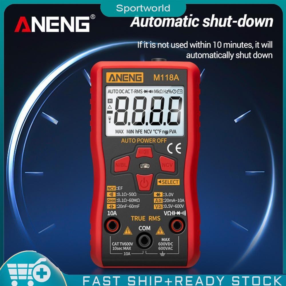เครื่องวัดดิจิตอล ANENG M118A Digital multimeter เครื่องทดสอบมัลติมิเตอร์ มัลติมิเตอร์อัตโนมัติ จริงRmsเครื่องวัดทรานซิสเตอร์พร้อมข้อมูล NCV จัดขึ้น 6000 นับ