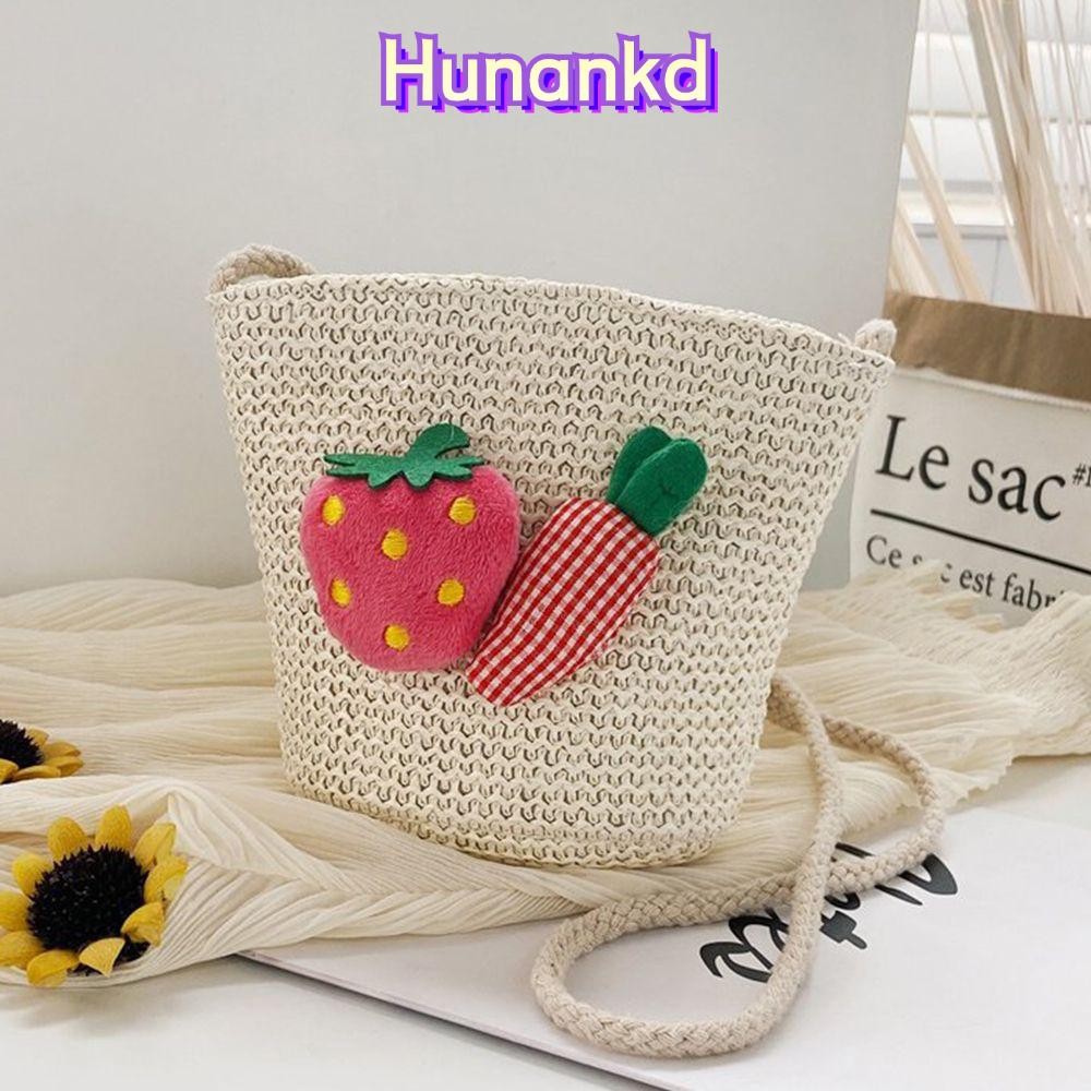 Huan Straw Messenger Bag Girls Mini Cute Princess Daisy Flower Handbag