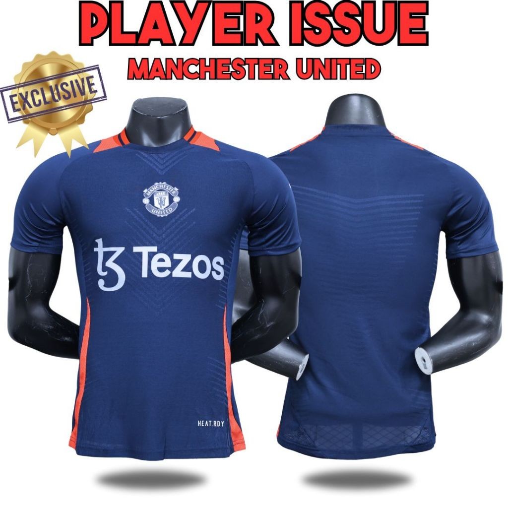 เสื้อเทรนนิ่ง manchester united PLAYER ISSUE 2024 2025 เสื้อฟุตบอล pi tezos สีกรมท่า