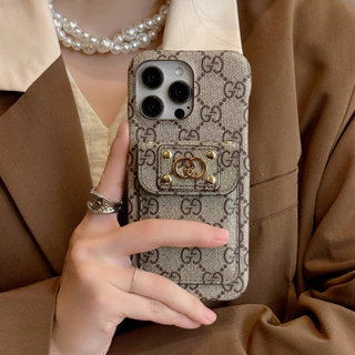 แฟชั่น clamshell ช่องใส่การ์ดหนังเคสโทรศัพท์สําหรับ iphone 16promax 16 15 14 13 12 11 Pro Max 16plus 15max 14 Drop proof กรณี