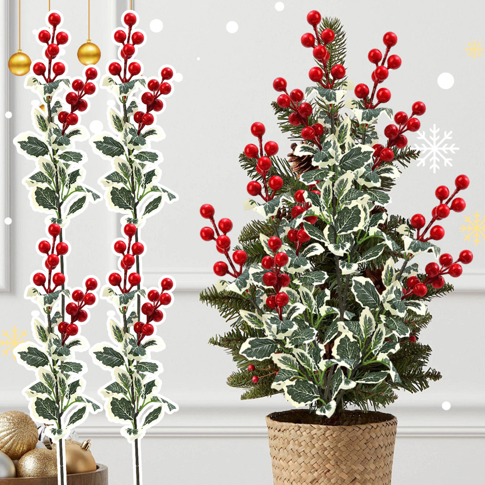 ปีใหม่คริสต์มาสจําลองผลเบอร์รี่สีแดง-โฟมประดิษฐ์สาขาผลไม้สีแดง-พืชปลอมใบเบอร์รี่ช่อ-ต้นคริสต์มาสแขวนเครื่องประดับ- ทําเอง คริสต์มาสพวงมาลัยตกแต่งจี้