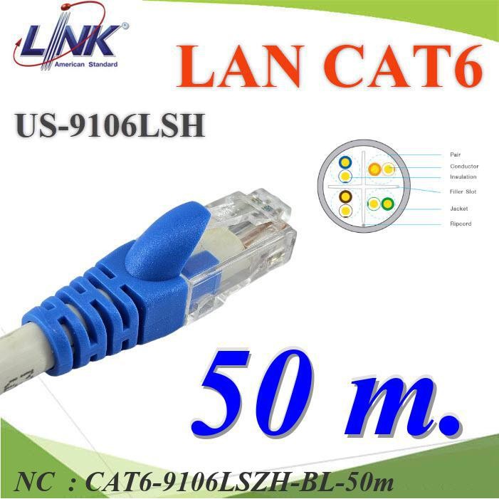 NC 50 เมตร สายแลนสำเร็จรูป Link CAT6 US-9106LSZH สีขาว CAT6-9106LSZH-BL-50m