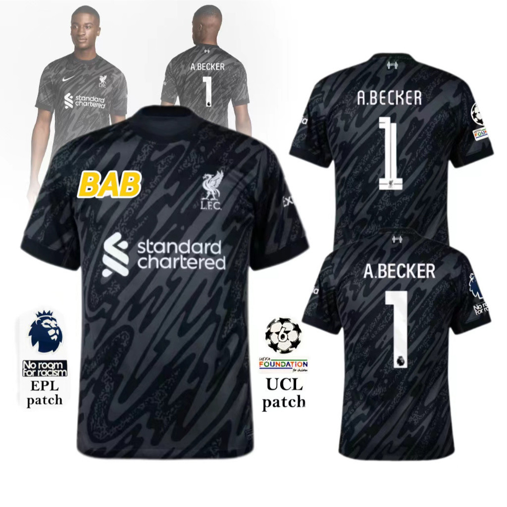 S-4XLFan Version 24-25 Liverpool Black ผู้รักษาประตูกีฬาฟุตบอลชายเสื้อ 24 ชั่วโมง ShippingHigh คุณภาพฟุตบอลเสื้อยืด