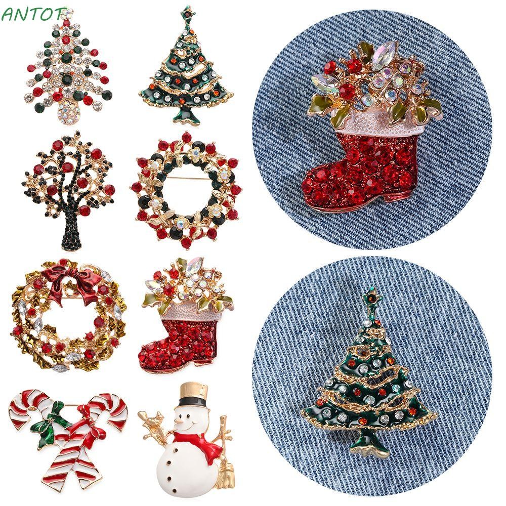 Antot เข็มกลัดคริสต์มาส Xmas ของขวัญ Rhinestone ป้ายเกล็ดหิมะ