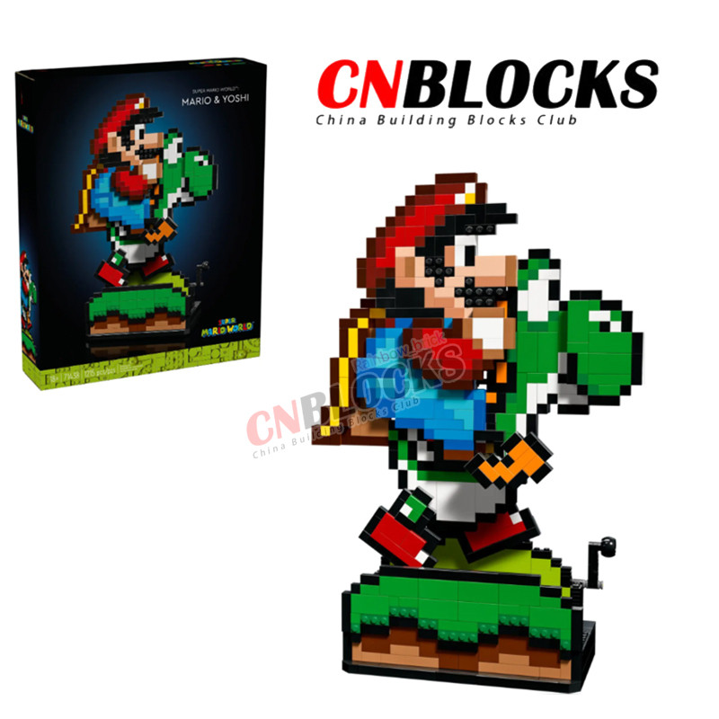 Super Mario World: Mario & Yoshi 71438 (-1215 ชิ้น) Pixel Cube เครื่องประดับบล็อกอาคารของเล่นเด็กของ