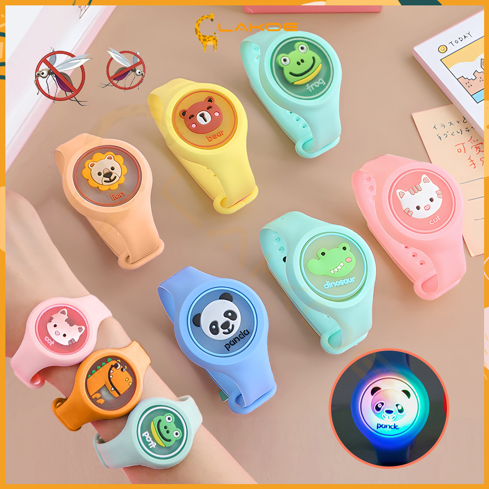 LAKOE นาฬิกาเด็ก กำไลข้อมือการ์ตูนที่มีไฟ นาฬิกาของเล่นเด็ก นาฬิกาเด็ก สร้อยข้อมือกันยุง