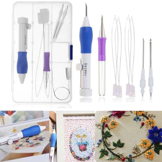 จัดส่งภัยใน24ชั่วโมง ชุดเข็มปักผ้า ชุด9ชิ้น ​ปากกาปักผ้าpunch needle ปรับได้ เครื่องมือถักนิตติ้ง ปักครอสติช