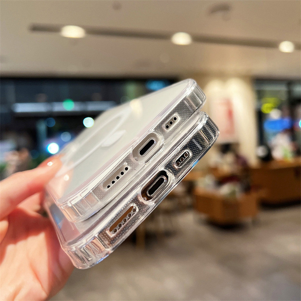 Magnetic TPU ใสเคส For iPhone 11 13 15 14 16 Pro Max 12 14promax 13promax 15promax 16promax ใสเคสโทรศัพท์มือถือ