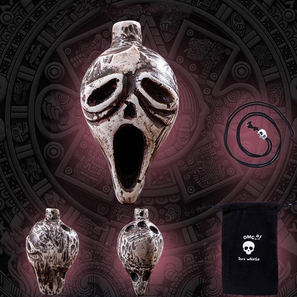 Aztec Death Whistle Skull Retro Aztec Death ฮาโลวีน Loudest Whistle Skull Art Decor sarhanph