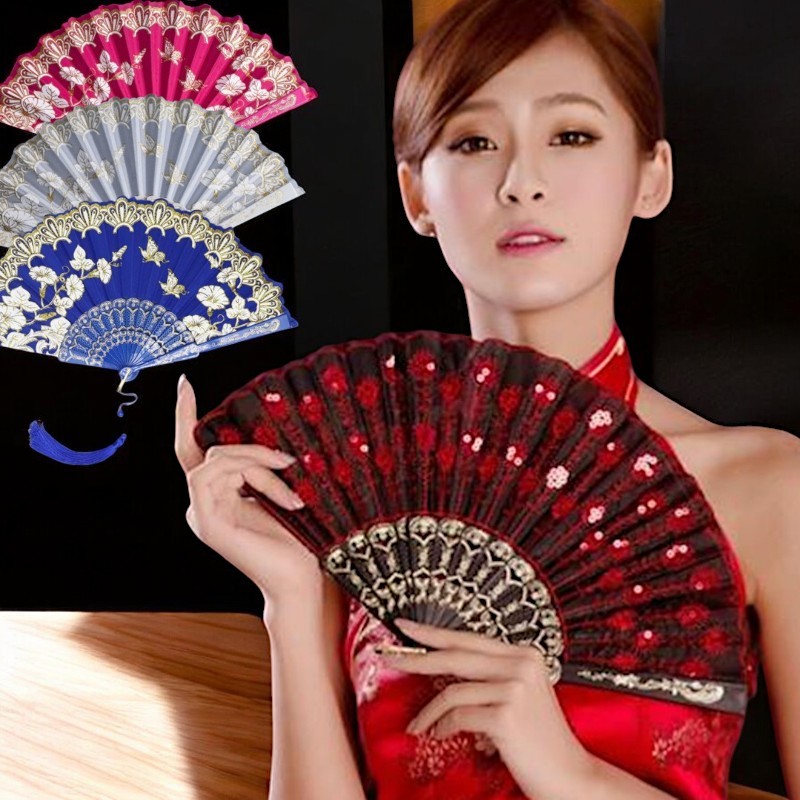 พัดจีน สีสวย  (23 cm) พัดจีนสวยๆ #AD-0009