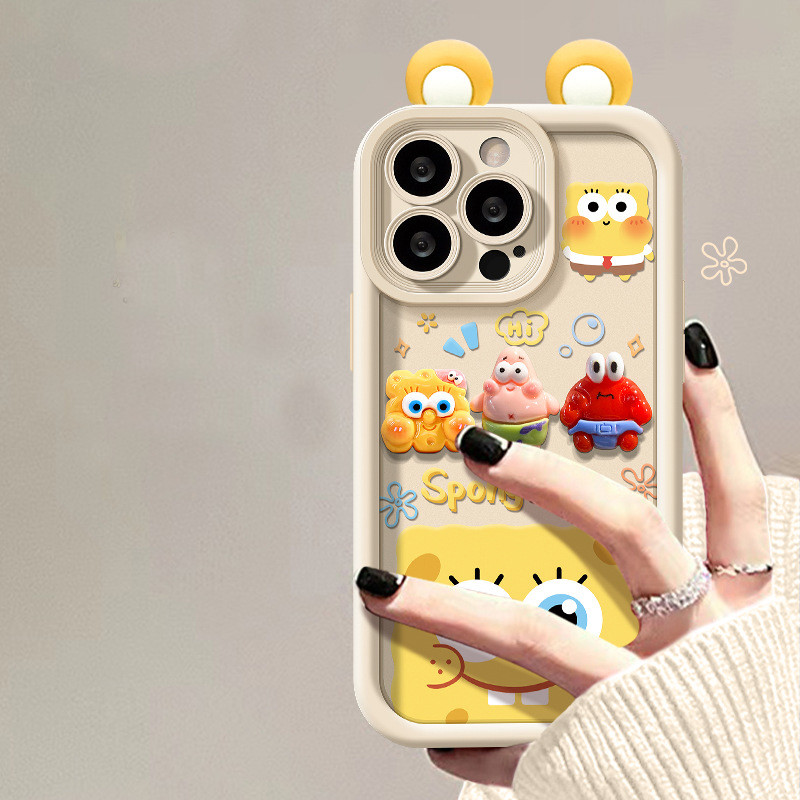 สาว Spongebob Patrick 3D หูตุ๊กตาตัด Soft สําหรับ Infinix Note 40x 40 Pro Plus 5G 30 12 2023 G96 G88 11