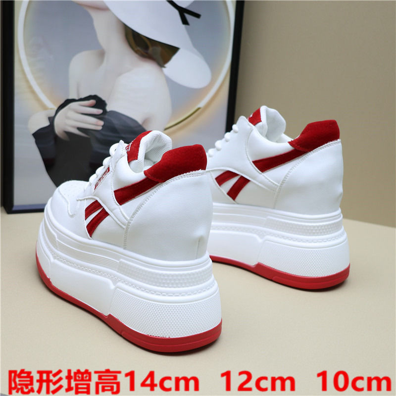 Merad Ultra-สูง 12 ซม.ความสูงเพิ่ม 2024 รองเท้าสีขาวขนาดเล็กหนังหนาSoled Casualขนาดเล็ก 10 รองเท้าผู้หญิง