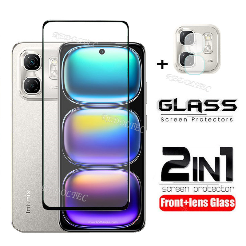 2 in 1 Infinix Hot 50i Smart 9 ป้องกันหน้าจอ + เลนส์ป้องกันคลุมทั้งหมดกาวเต็ม Infinix Hot50i Hot 50 i Smart9 ฟิล์มกระจกนิรภัยป้องกันกล้อง Flim ป้องกัน