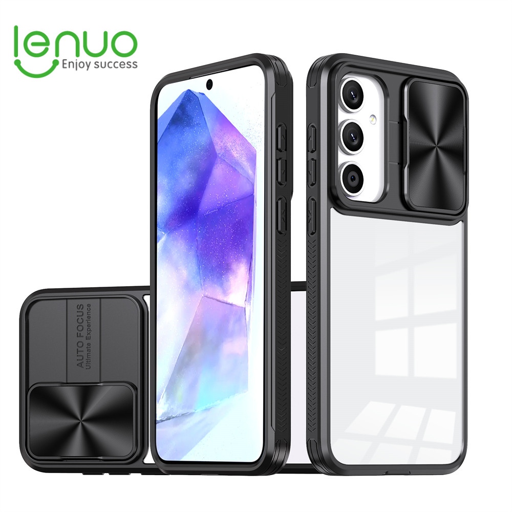 Lenuo ยอดนิยมเคสโทรศัพท์ใสสําหรับ Samsung Galaxy A16 A55 A35 A25 A15 A05S A05 4G 5G โปร่งใส antidrop ปลอกเลื่อนกล้องฝาครอบป้องกันคลุมทั้งหมด