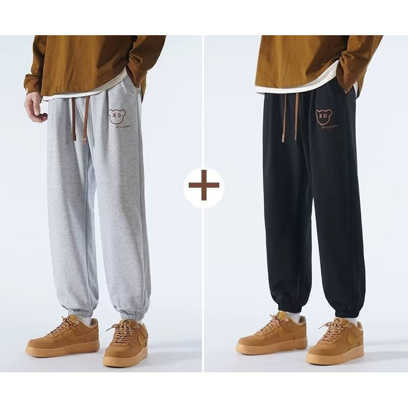 M-8xl เกาหลี Simple สีเทา Jogger กางเกงผู้ชาย Plus ขนาดกางเกงขายาวลําลองหลวม Sweatpants