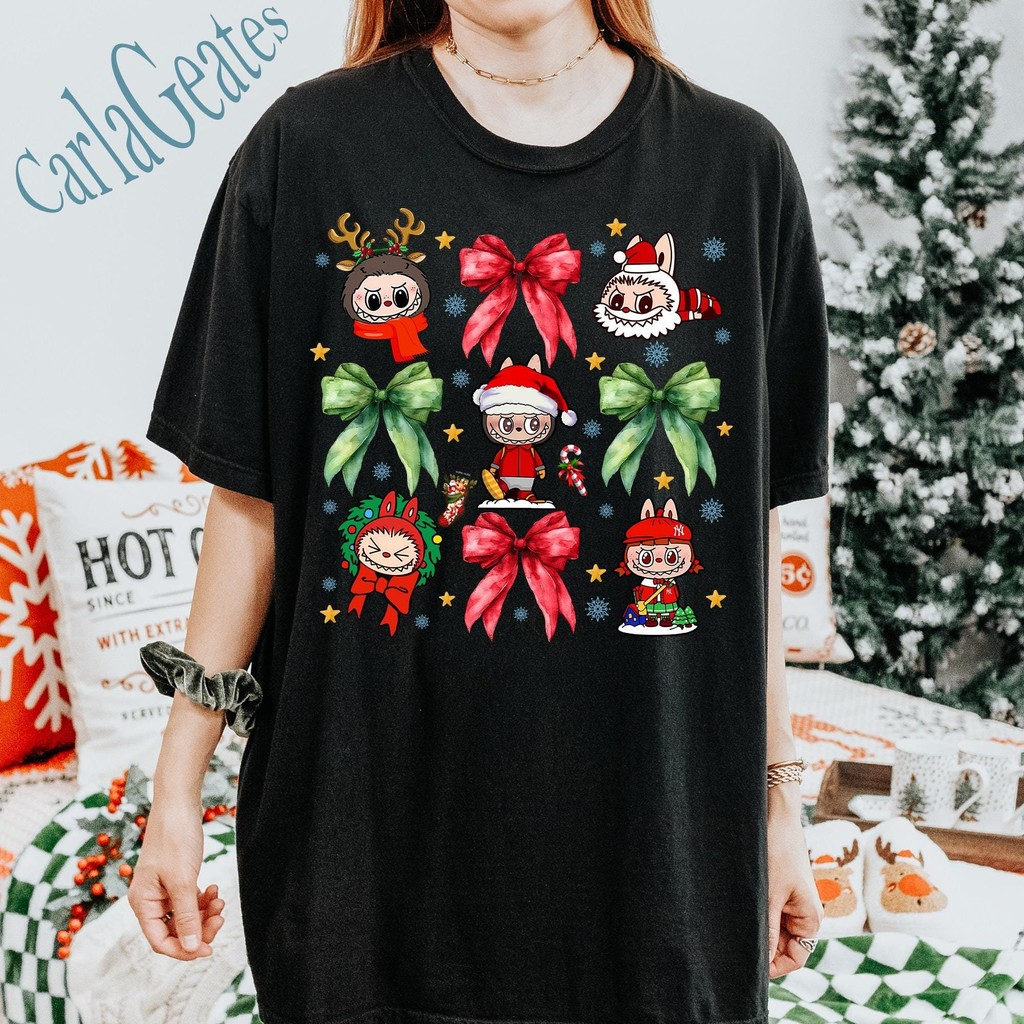 🌲Coquette Bow Labubu Christmas Shirt Labubu Monster Xmas Gift, Monster Labubu Shirt, Comfort Color S