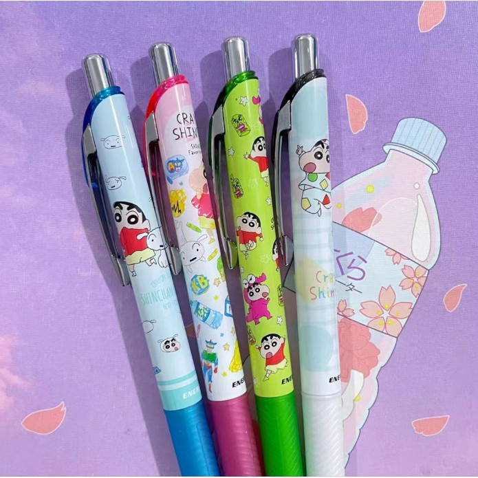 Pentel Crayon Shinchan Limited 0.5mm Quick-Drying ปากกาเจลสีดํา BLN75
