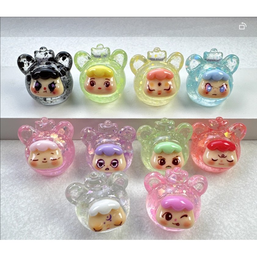 10 ชิ้นขนาดเล็ก Shinny Bear น่ารัก Emoji 3D เรซิ่น Charms สําหรับ DIY 2.3*2.1*2.0 ซม. (5-38)