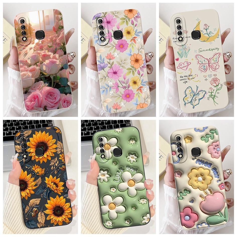นุ่มสําหรับ Huawei Y7p 2020 ฝาครอบดอกไม้ที่สวยงามกล้องเลนส์ป้องกันซิลิคอนอ่อนเคสโทรศัพท์สําหรับ Honor 9C P40 Lite E กรณี