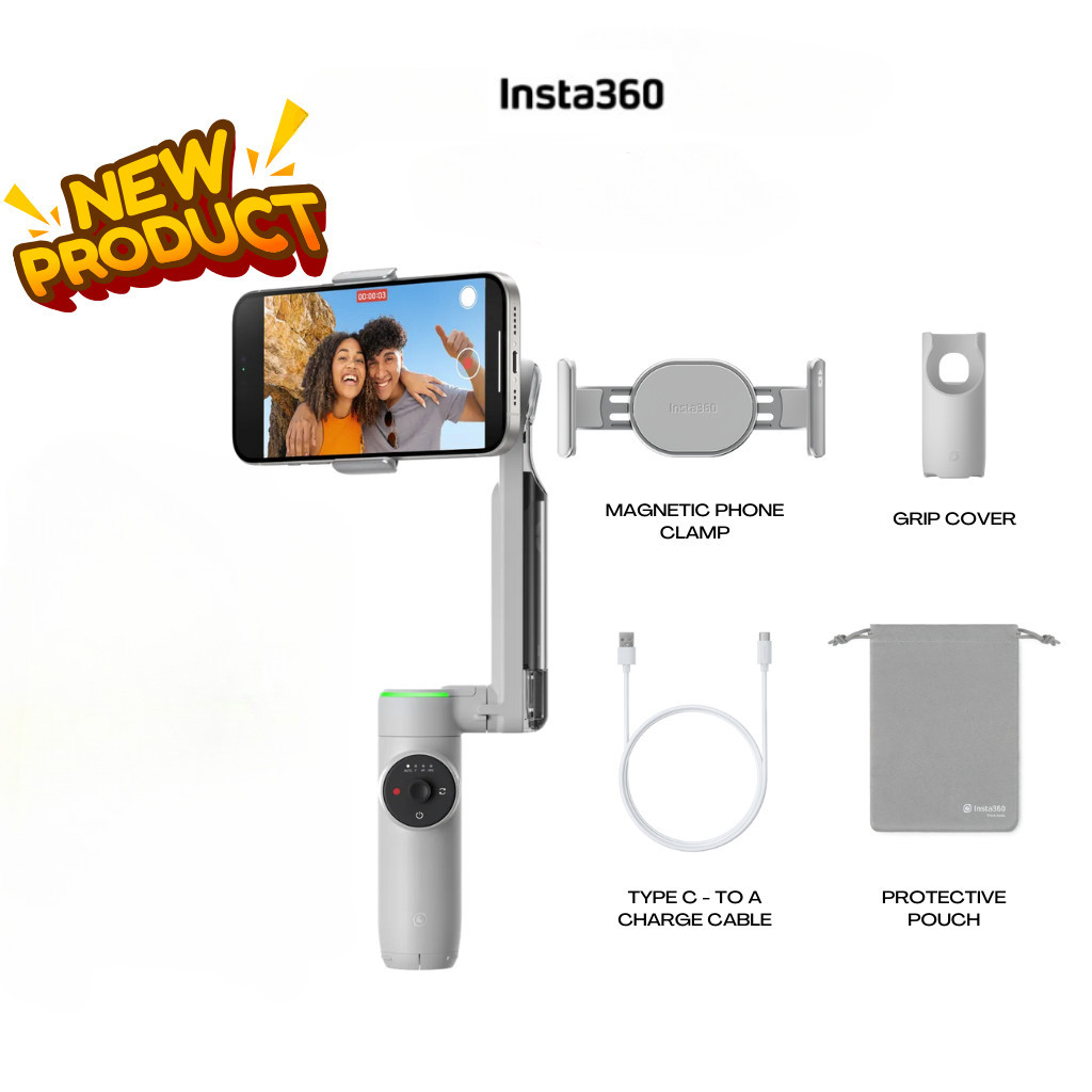 Insta360 Flow Pro AI-Powered Gimbal Stabilizer สําหรับสมาร์ทโฟน Gimbal Stabilizer ในตัว Selfie Stick/ขาตั้งกล้องและ Power Bank
