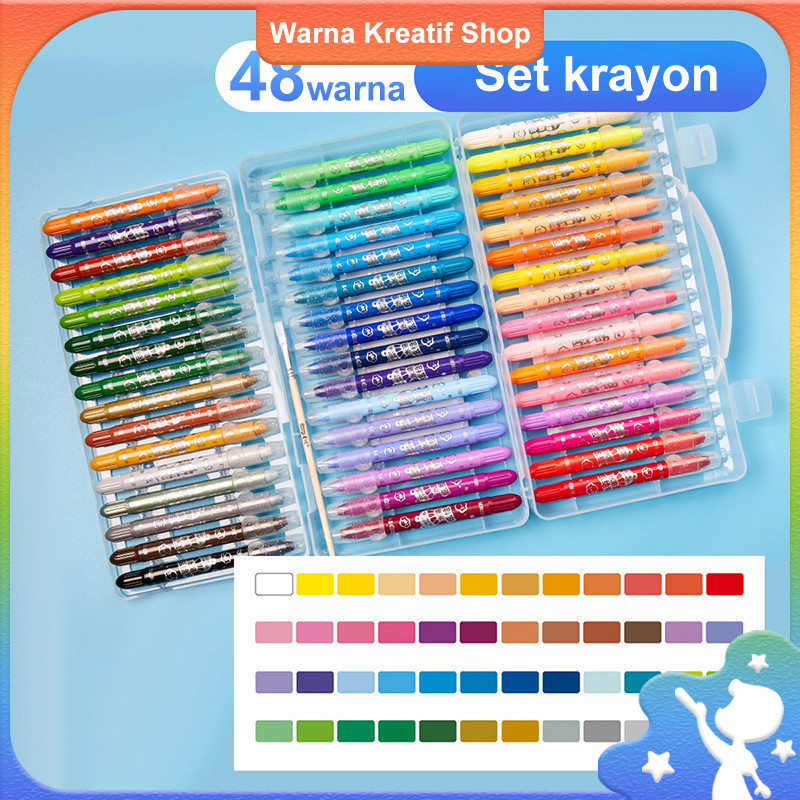 Grasp Crayon ชุด 12/36/48 สี Silky Crayon ดินสอสีที่ละลายน้ําได้ Grasp ดินสอสีลื่น