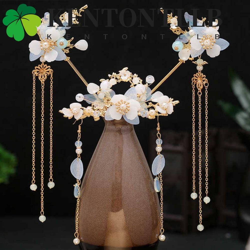 เคนตันปอนด์ เจ้าสาว ชม. หูฟัง,โลหะผสมสีอ่อนชุดแต่งงานอุปกรณ์ผม,ดอกไม้พลาสติกใหม่สไตล์จีนห้อยเครื่องประดับต่างหูกิ๊บชุดงานแต่