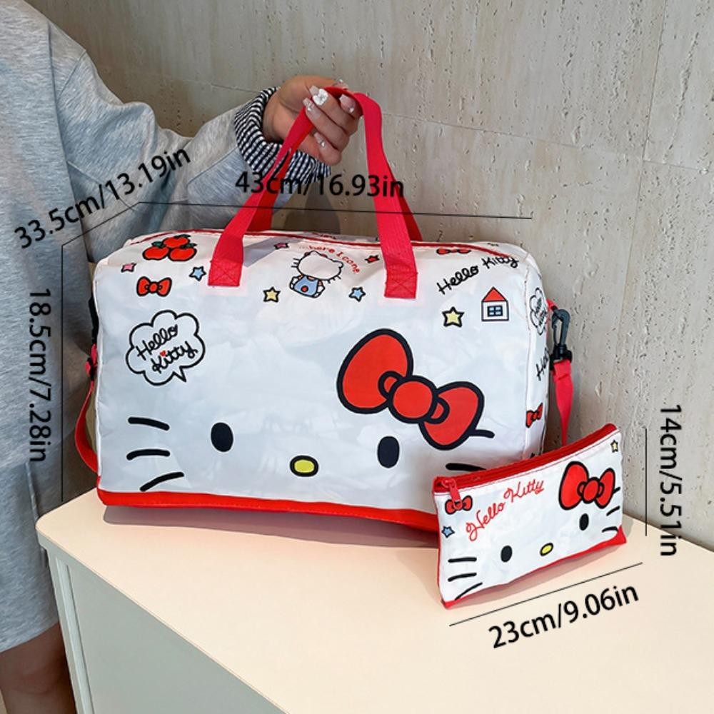 Back2life Hangyodon กระเป๋าดึงสั้น, My Melody Cinnamoroll Pochacco กระเป๋าเดินทางแบบพับได้, แมวคิตตี้หวานความจุขนาดใหญ่กันน้ํา Kuromi กระเป๋าเดินทางกระเป๋าถือเดินทาง