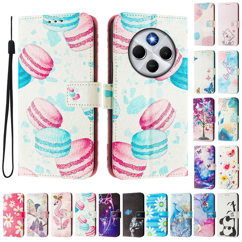 Xiaomi Poco C75 กรณีน่ารักทาสีรูปแบบพลิกเคสโทรศัพท์สําหรับ Xiaomi Poco C65 กรณี Poco C55 Poco C61 Poco C50 Poco C51 กรณีแม่เหล็กกระเป๋าสตางค์หนังหนังสือ