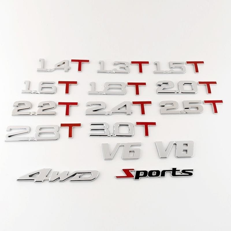 โลโก้รถยนต์ที่มีการเคลื่อนย้ายโลหะ1.4t1.8t2.0t3.0t ดัดแปลงฉลากท้าย V6 4WD