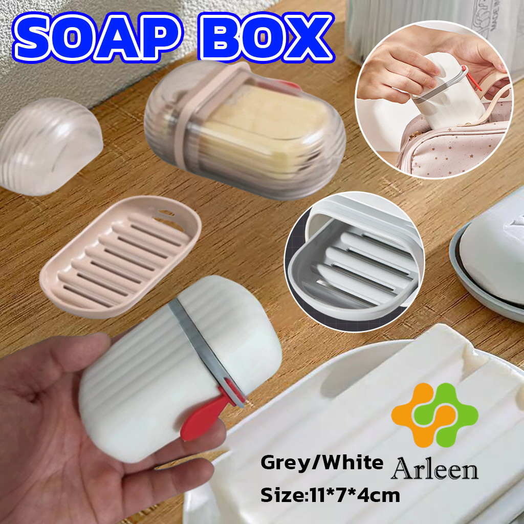Arleen กล่องเก็บสบู่ก้อนแบบพกพา เหมาะกับการพกพาเดินทาง soap box