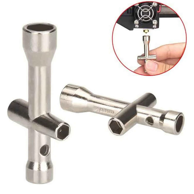 4 in 1 3D Printer Nozzle Tool M2 M2.5 M3 M4 Screw Nut Hexagonal Cross Wrench For E3D V5 V6 Bambu X1 