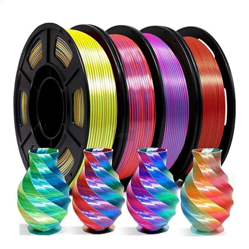 Tricolor Filament PLA 1.75mm 1kg Silk Filaments Triple PLA 500g 250g 3D Printer Plastic Material Mul