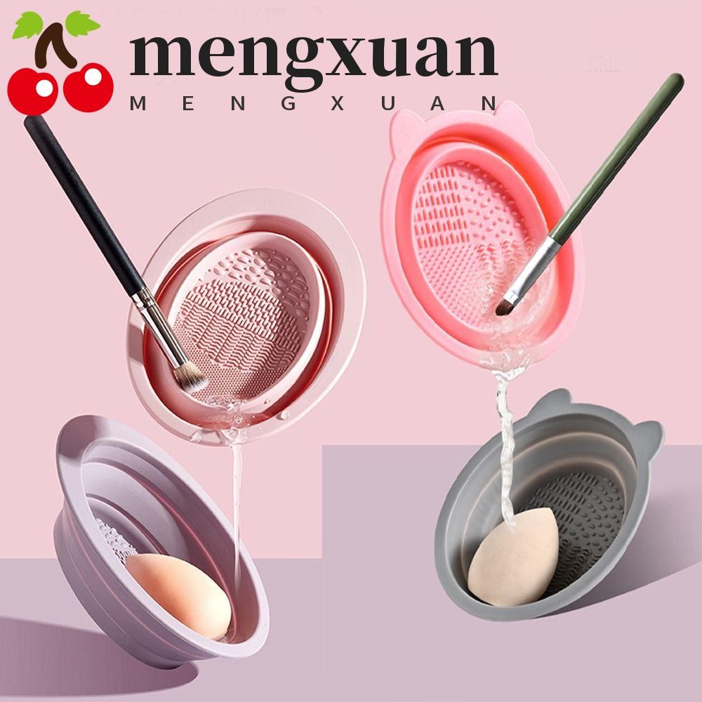 Mengxuan แปรงแต่งหน้าชามทําความสะอาด,ซิลิโคนพับแปรงแต่งหน้าทําความสะอาดเสื่อ,Resuableความงามมัลติฟังก์ชั่แผ่นซักผ้าชามกระดานขัดเครื่องสําอางชาย