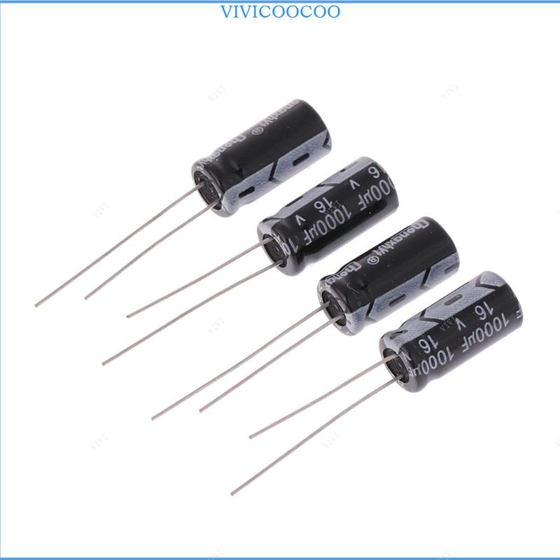 Vivi 4 ชิ้น 16V 1000uF 105°C Radial Aluminium Electrolytic Capacitor ±20%