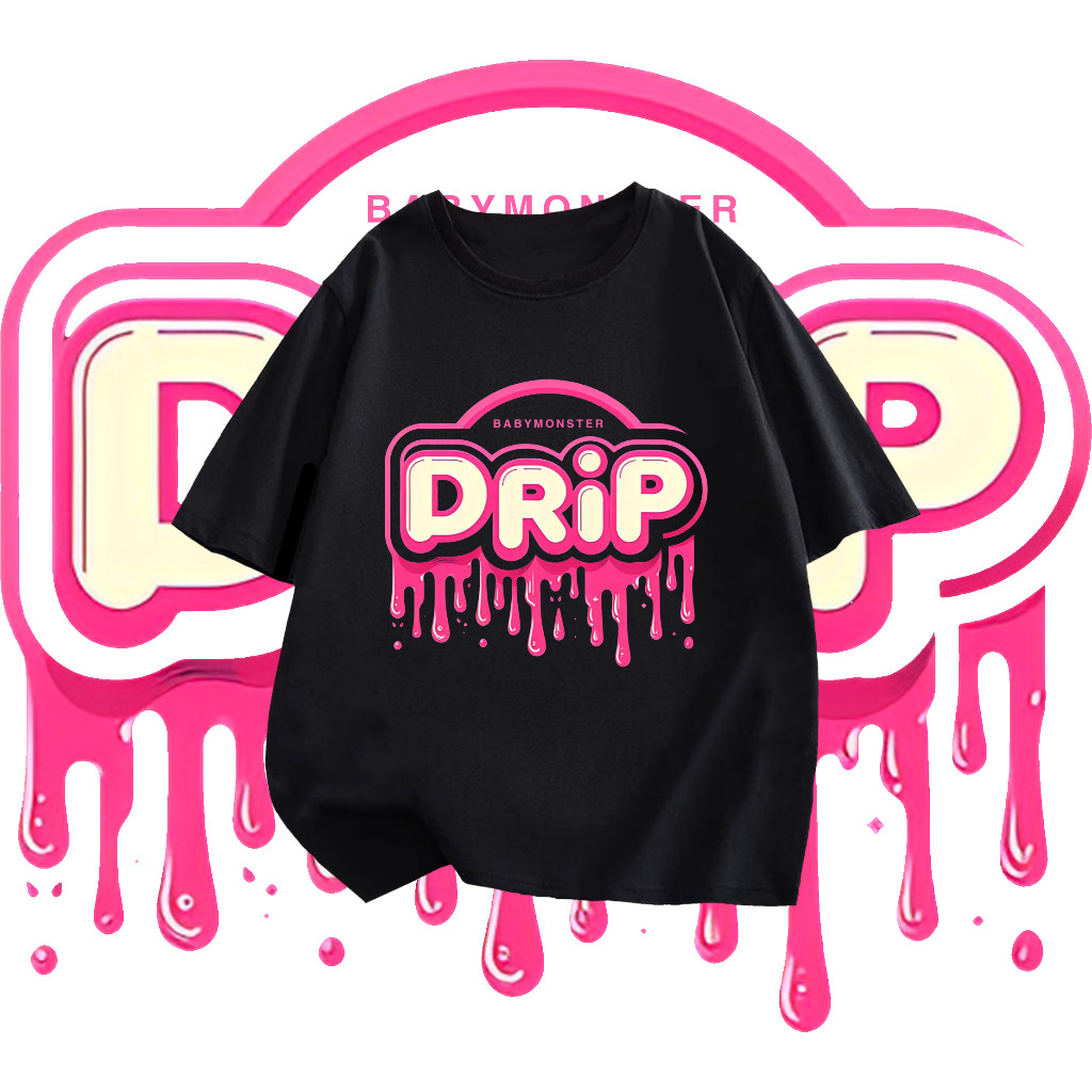 FASHION kpop babymonster drip เสื้อยืดผ้าฝ้ายแขนสั้นคอกลม S-5XL