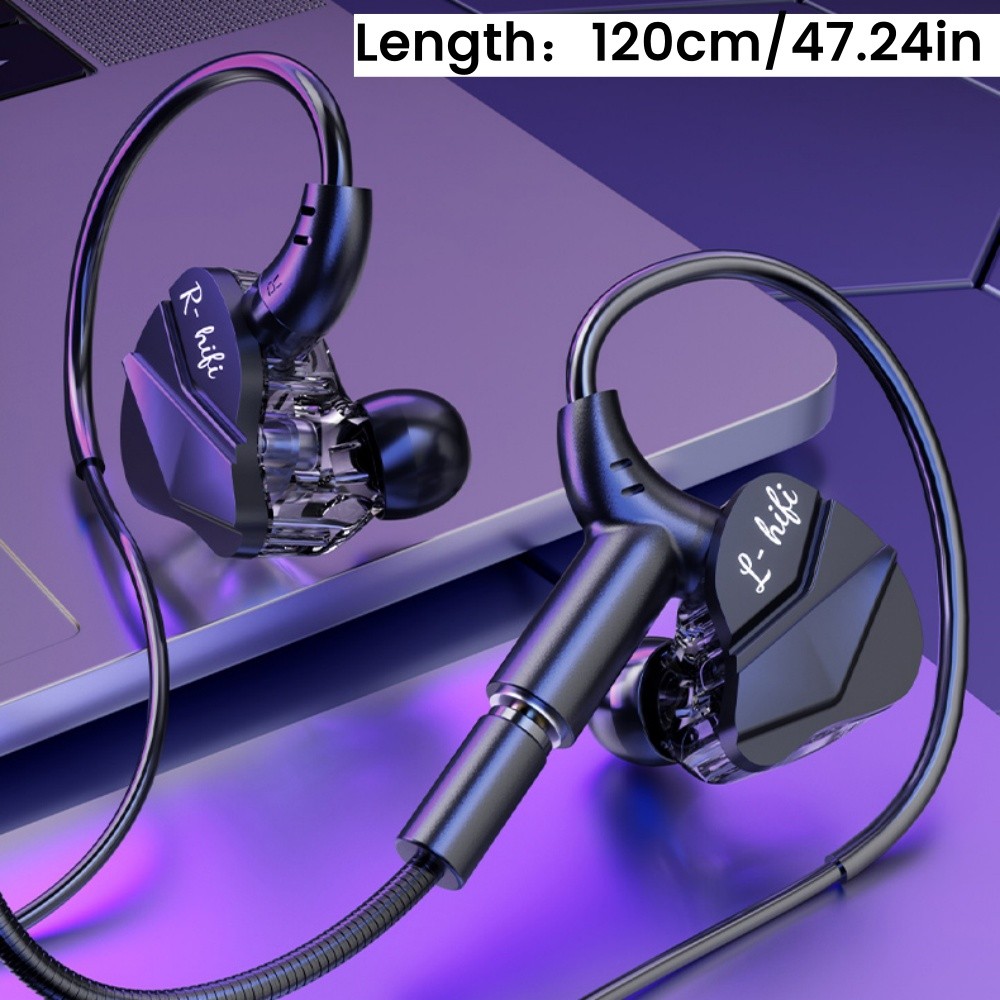 Elough G62 Digital Type-C/3.5MM หูฟังแบบมีสายพร้อมไมโครโฟนสําหรับเล่นเกมและกีฬาในหูแบบมีสายควบคุมหูฟังเบสหนักแน่น