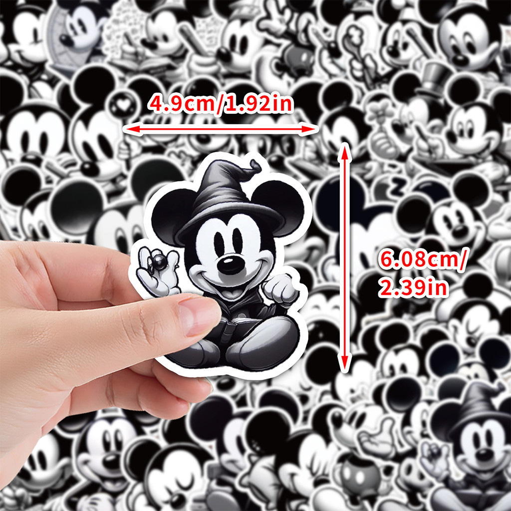 พร้อมส่ง Disney Mickey mouse blackwhite มิกกี้ 50แผ่น พีวีซี กันน้ำ สติ๊กเกอร์