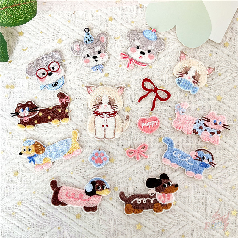 ❁ Q สัตว์เลี้ยงตลก - แมวหวาน / แพทช์สติกเกอร์ติดด้วยตนเองดัชชุน ❁ 1 ชิ้น DIY เย็บบนเหล็กบนป้ายเสื้อผ้าเย็บปักถักร้อย