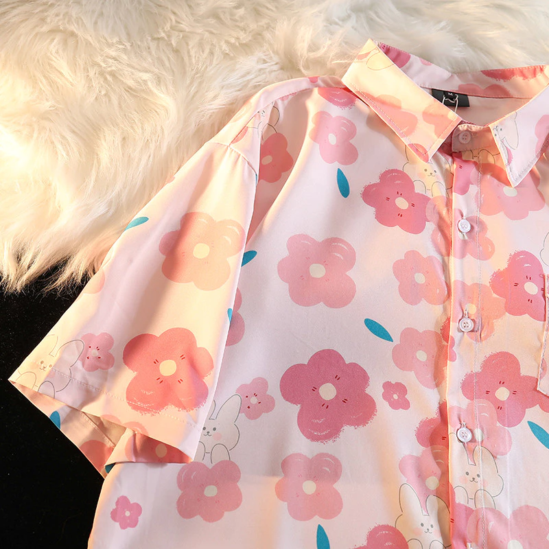 Beryl เสื้อเชิ้ตแขนสั้น ลายดอก ทรงหลวม สไตล์ญี่ปุ่น thumbnail 10