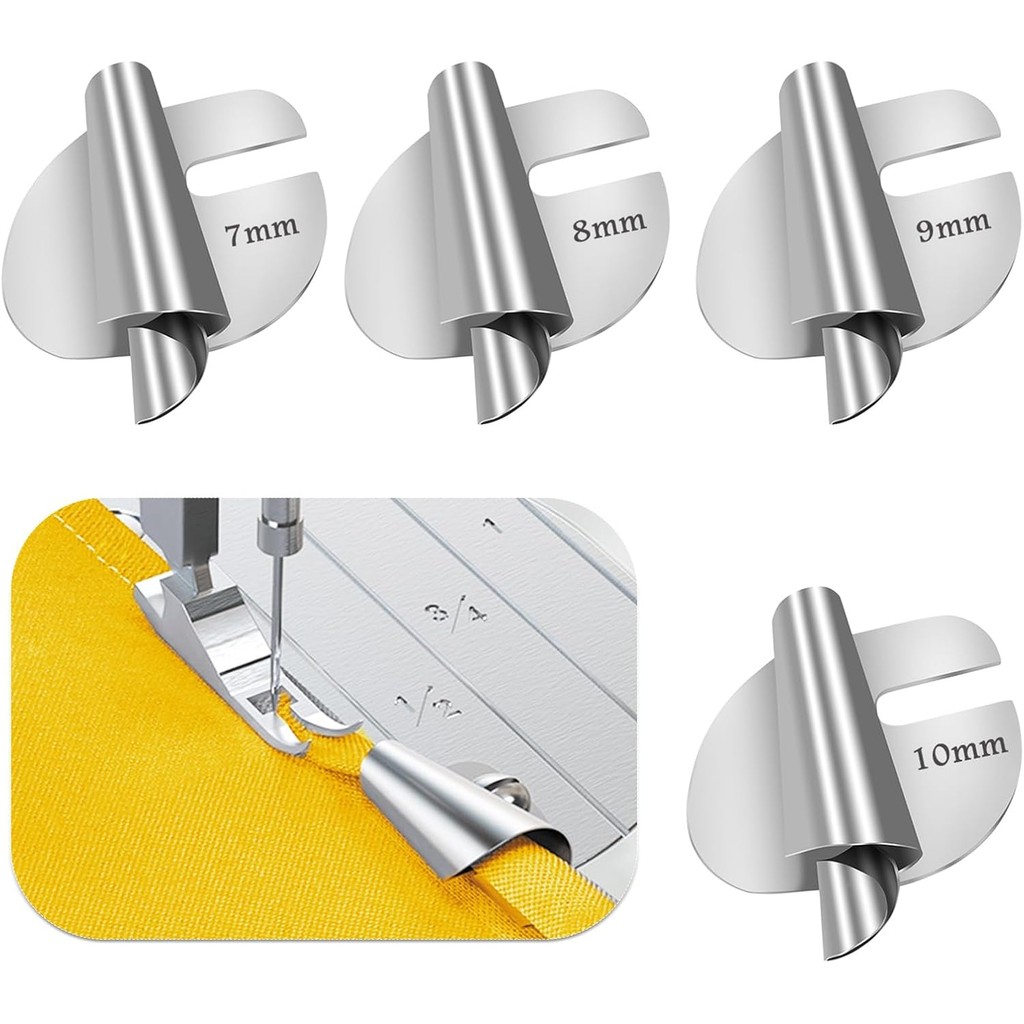 ตีนผีม้วนริมจักร Rolled Hem Presser Foot 3 ถึง 10 mm สำหรับจักรเย็บผ้าและเย็บริมผ้า