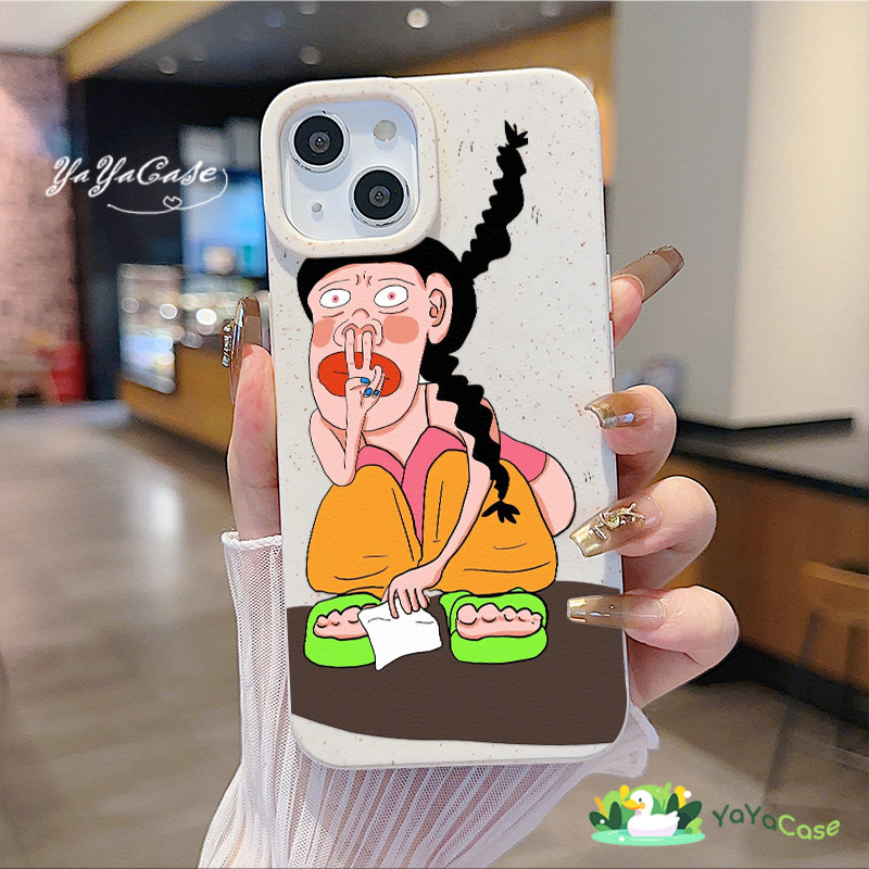 🦢สำหรับ iPhone 11 13 For เคสไอโฟน 14 15 12 Pro Max X XS XR 6 7 8 Plus 12 13 MINI ผู้หญิงนั่งยองๆ ตลกๆ รุ่น เคส Funny