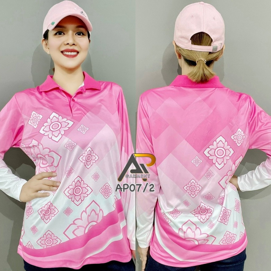 2025 เสื้อโปโลแขนยาวพิมพ์ลาย 3ง สําหรับผู้หญิง 2 ปุ่มคอระบายอากาศได้สบาย - รูปที่ 5