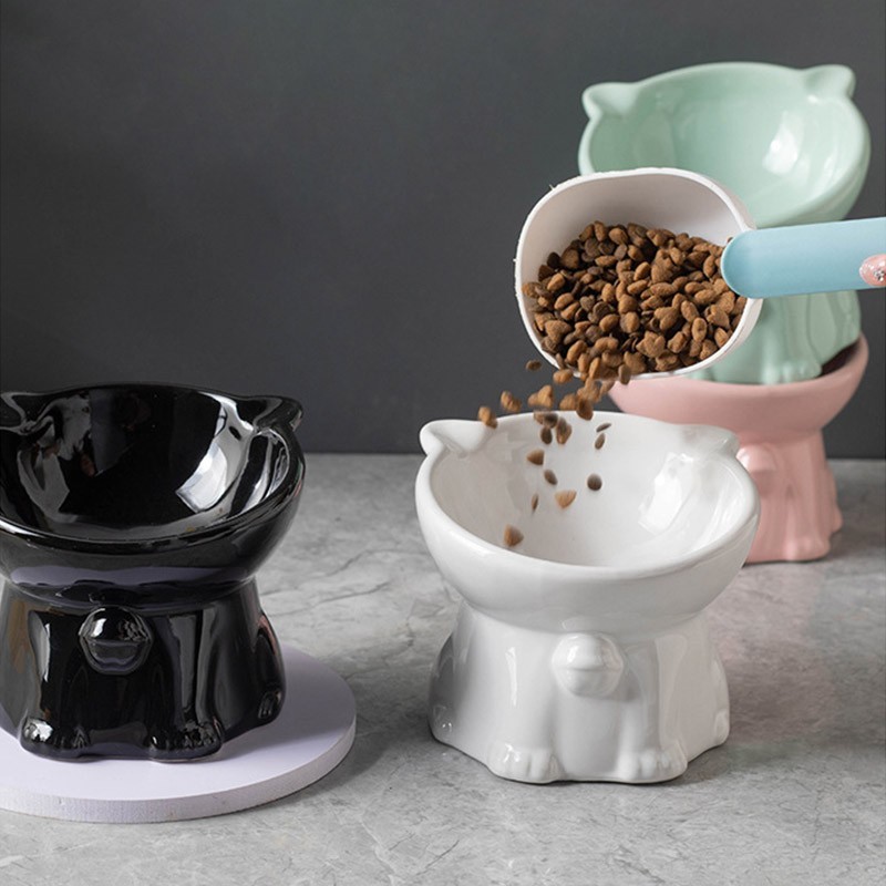 🐾 จัดส่งในกรุงเทพฯ 🐾ชามอาหารแมวเซรามิค ชามอาหารสัตว์เลี้ยง ชามทรงสูง ป้องกันการพลิกคว่ํา สุนัข แมว